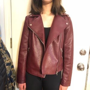 Forever 21 purple/red faux leather biker jacket
